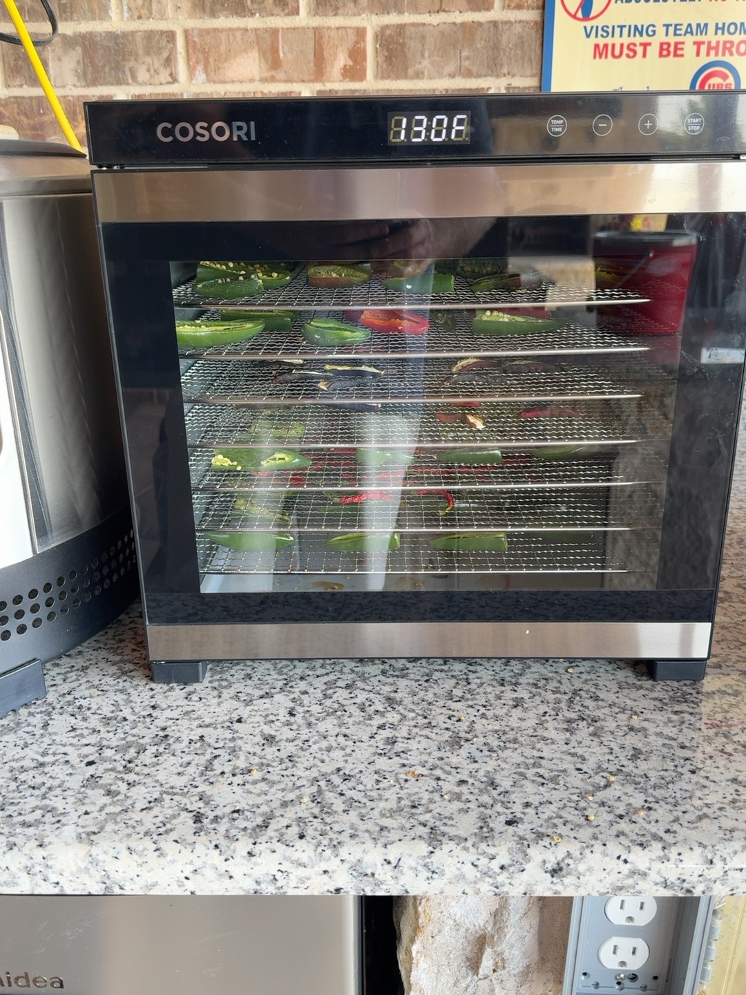 Peppers drying in the dehydrator