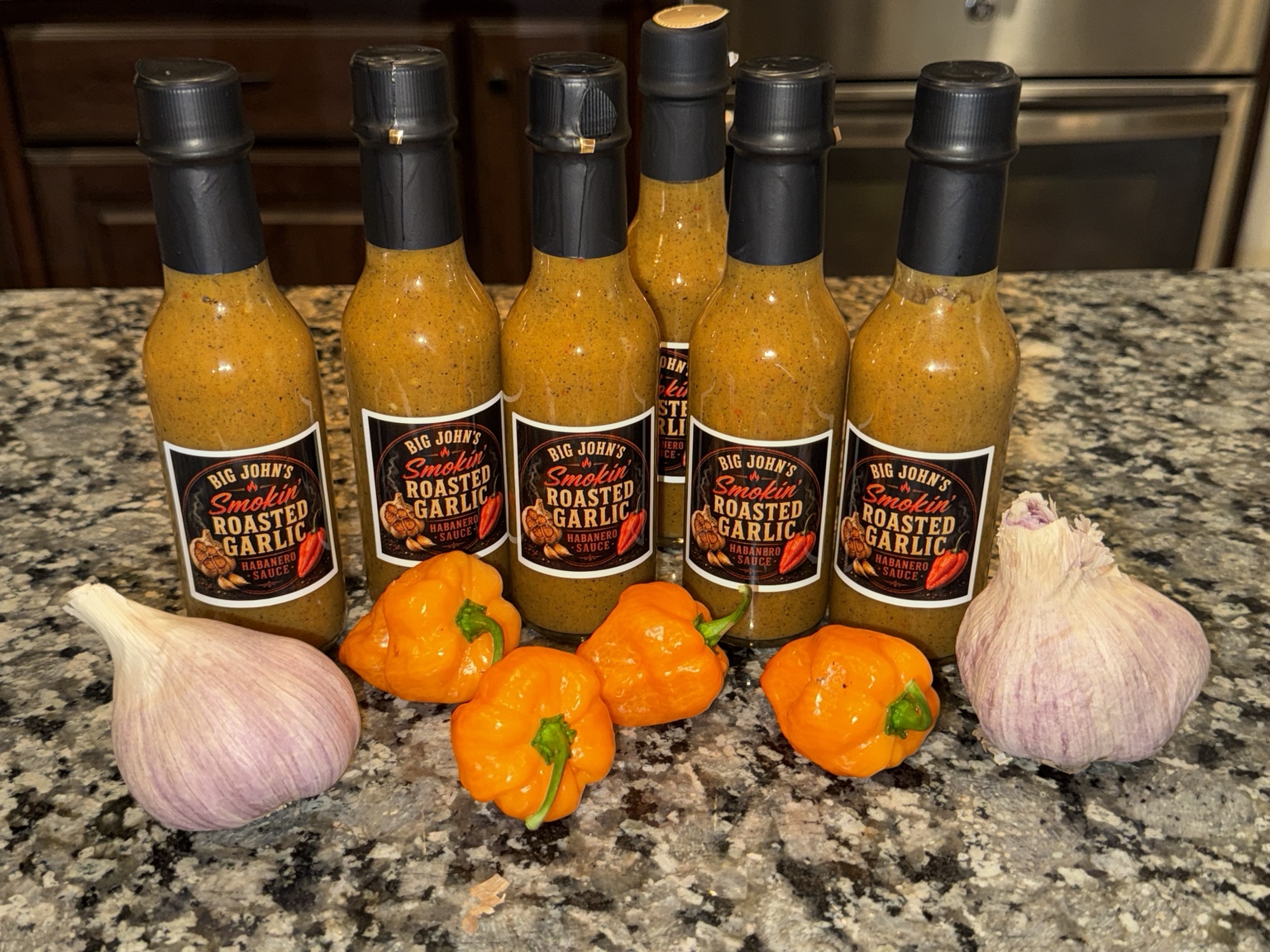 Smokin' Roasted Garlic Habanero Sauce bottles