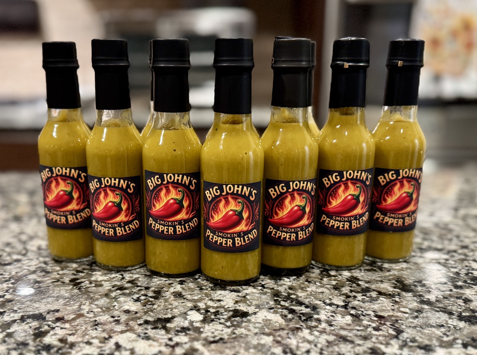 Big John's Smokin' Pepper Blend sauce bottles