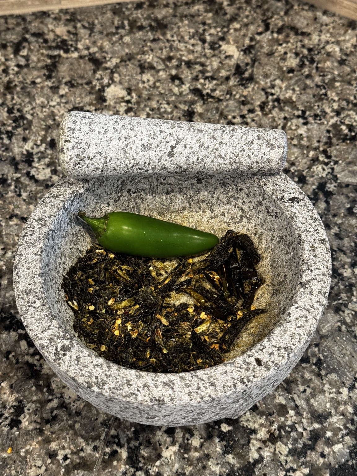 Peppers in a molcajete
